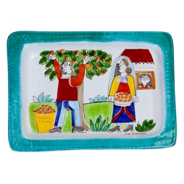 Vassoio rettangolare Folk Raccolta delle Arance VSS40FK4 Vassoio rettangolare Folk Raccolta delle Arance VSS40FK4